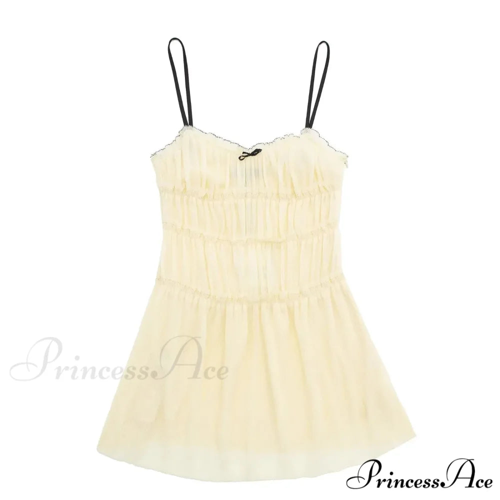 Ruched Cami Stylish Mini Dress cream color / XS