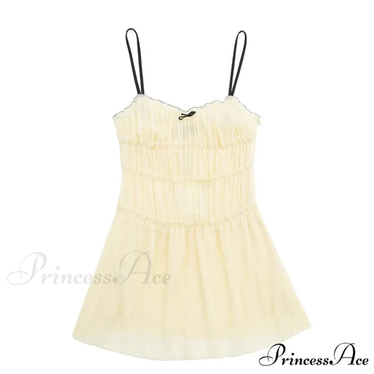 Ruched Cami Stylish Mini Dress cream color / XS