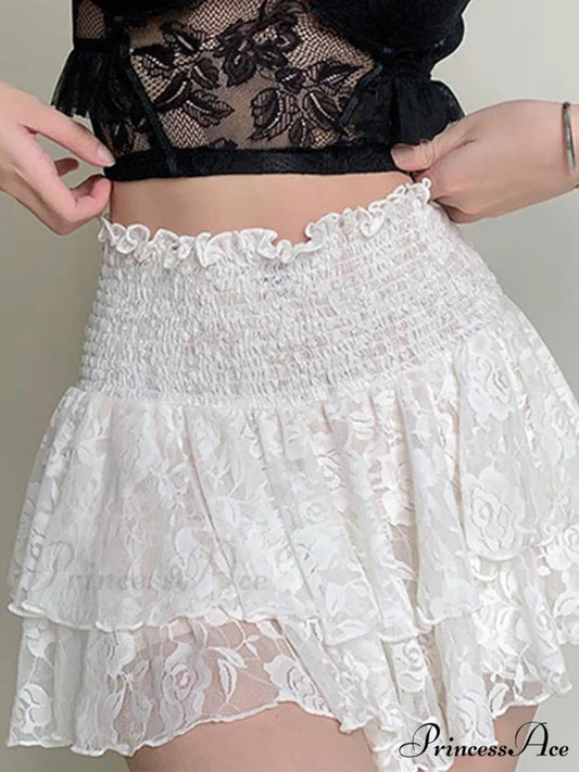 Ruched Cascading Ruffle Mini Skirt