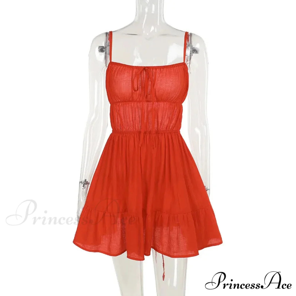 Ruched Elastic Backless Charming Cami Mini Dress