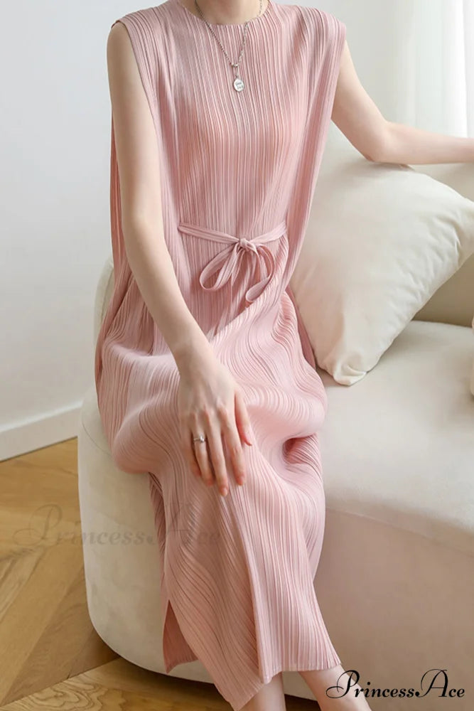 Ruched Lace-Up Midi Dress