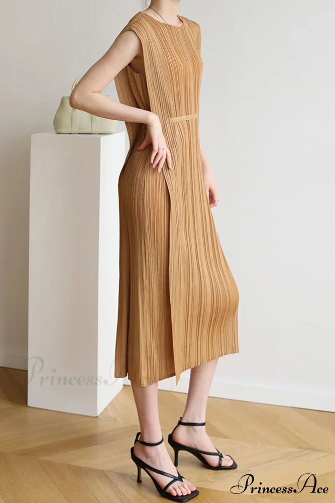 Ruched Lace-Up Midi Dress