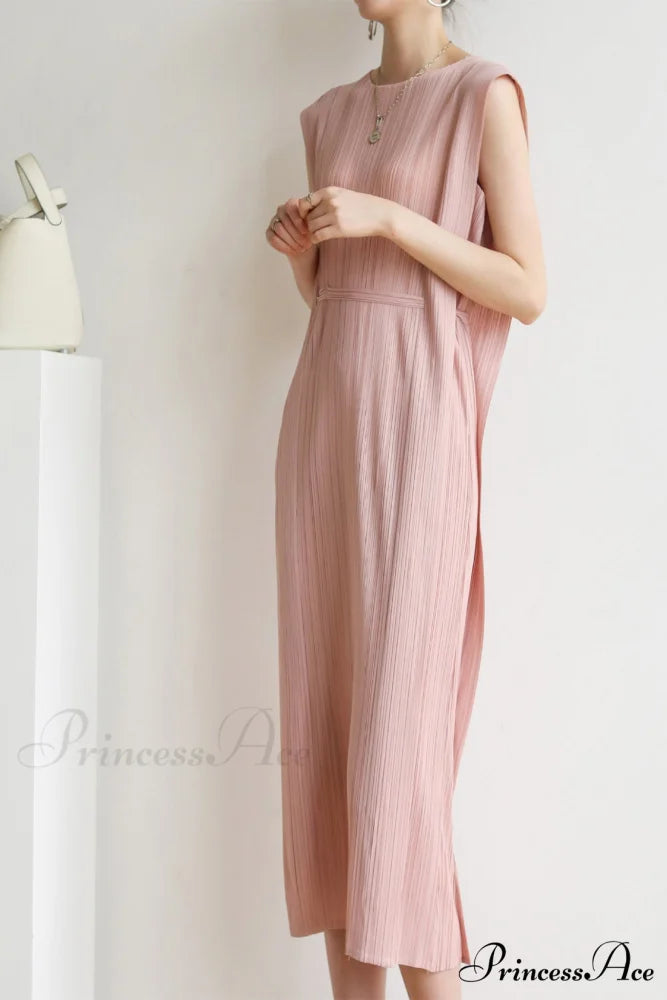 Ruched Lace-Up Midi Dress Pink / One Size