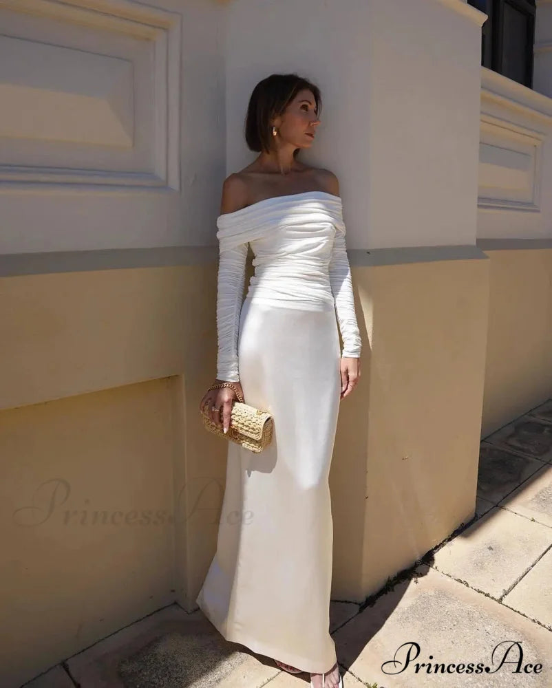 Ruched Off-Shoulder Stylish Long Sleeve Top