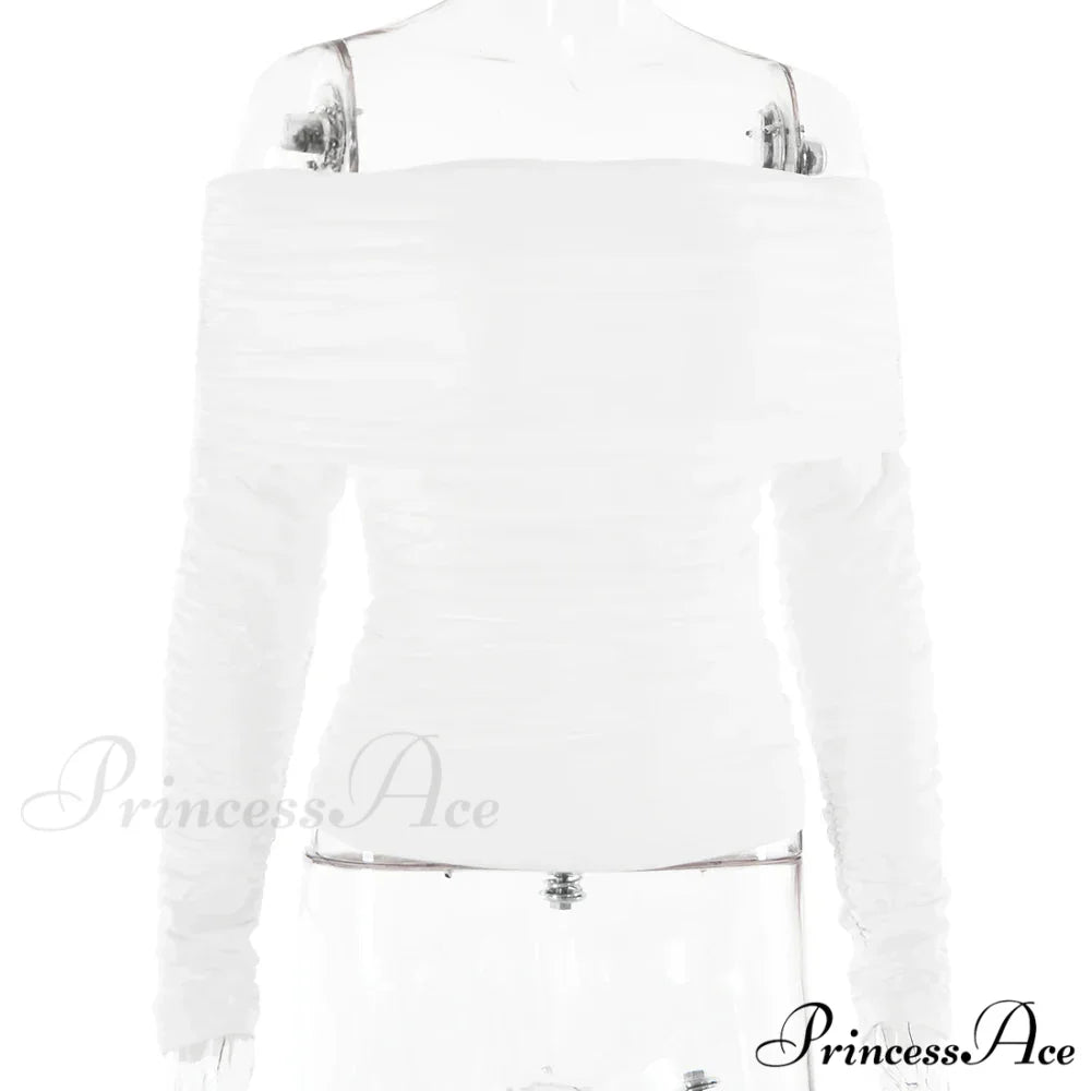 Ruched Off-Shoulder Stylish Long Sleeve Top