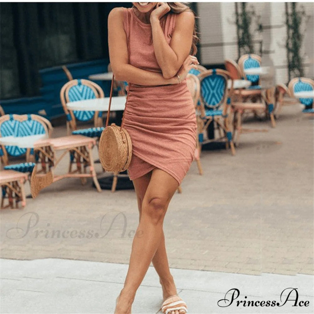 Ruched Side Bodycon Dress S / Red