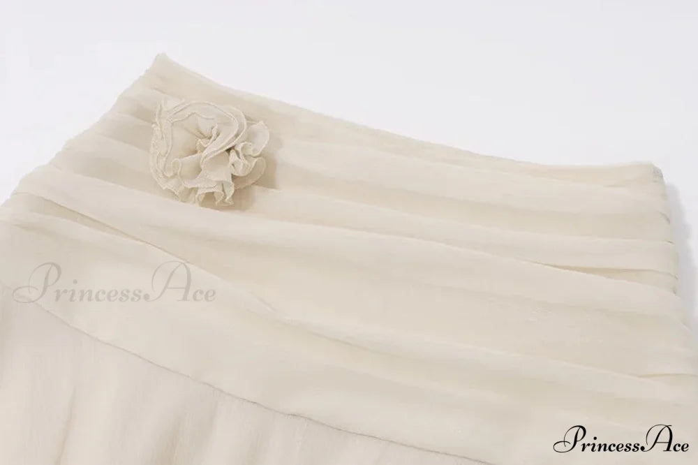 Ruched V-neck Bralette And Graceful Frill Mini Skirt Set