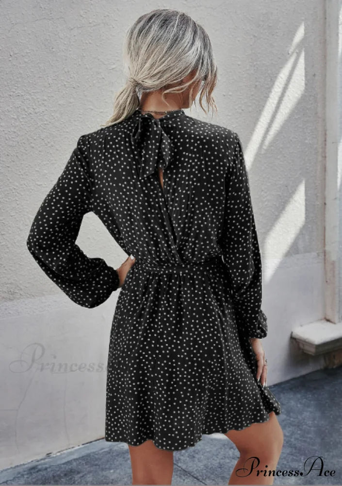 Ruffle Hem Shirt Dress with Pretty Print M / GREEN