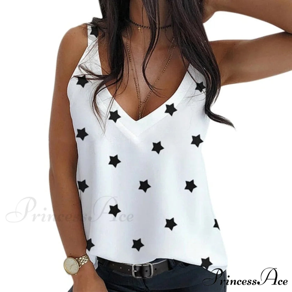 Ruffle Spaghetti Warm-Season Blouse Muyogrt Neck Strap V Backless Sleeveless Women Casual Shirts Tops M / Style4-white