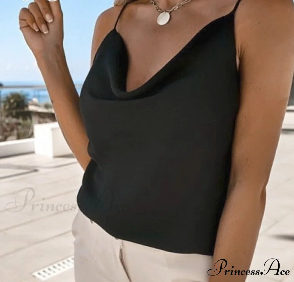 Ruffle Spaghetti Warm-Season Blouse Muyogrt Neck Strap V Backless Sleeveless Women Casual Shirts Tops XXL