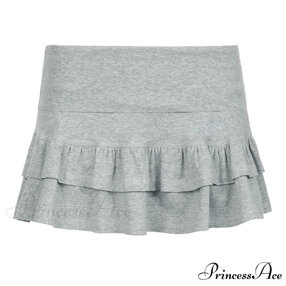 Ruffle Tiered Stylish Micro Mini Skirt GRAY / M