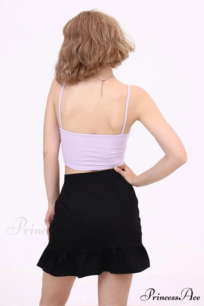 Ruffled Folded Skirt Black / XL