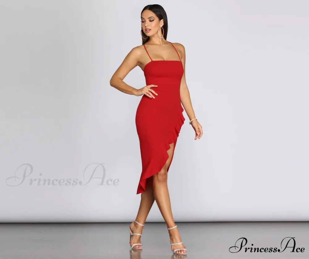 Ruffled In Stylish Love Sleeveless Dress