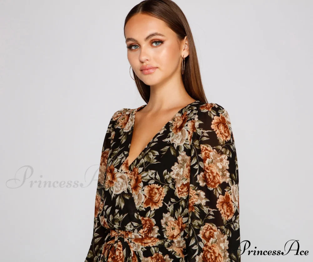 Ruffled Romance Stylish Floral Skater Dress