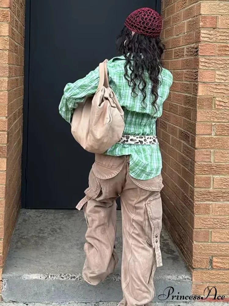 Ruffled Shirt with Folded Collar blouse-250223