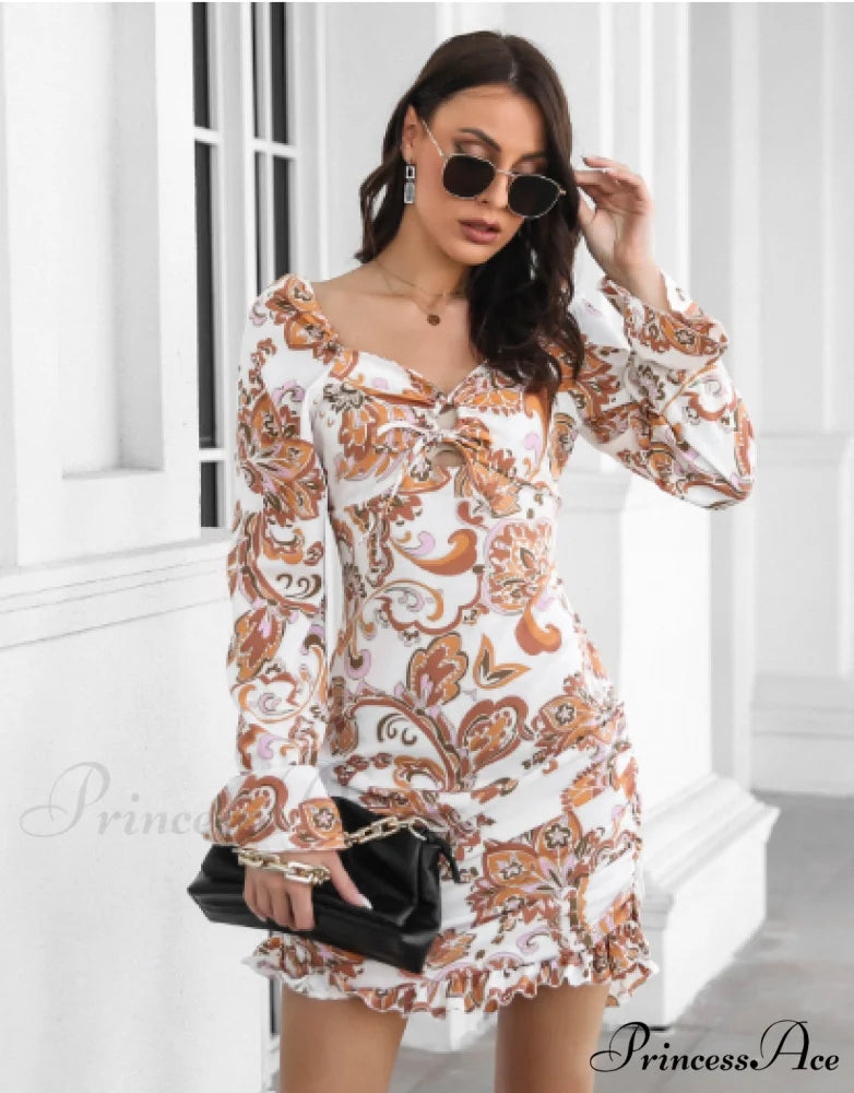 Ruffled Skirt with Printed Word Collar S / black