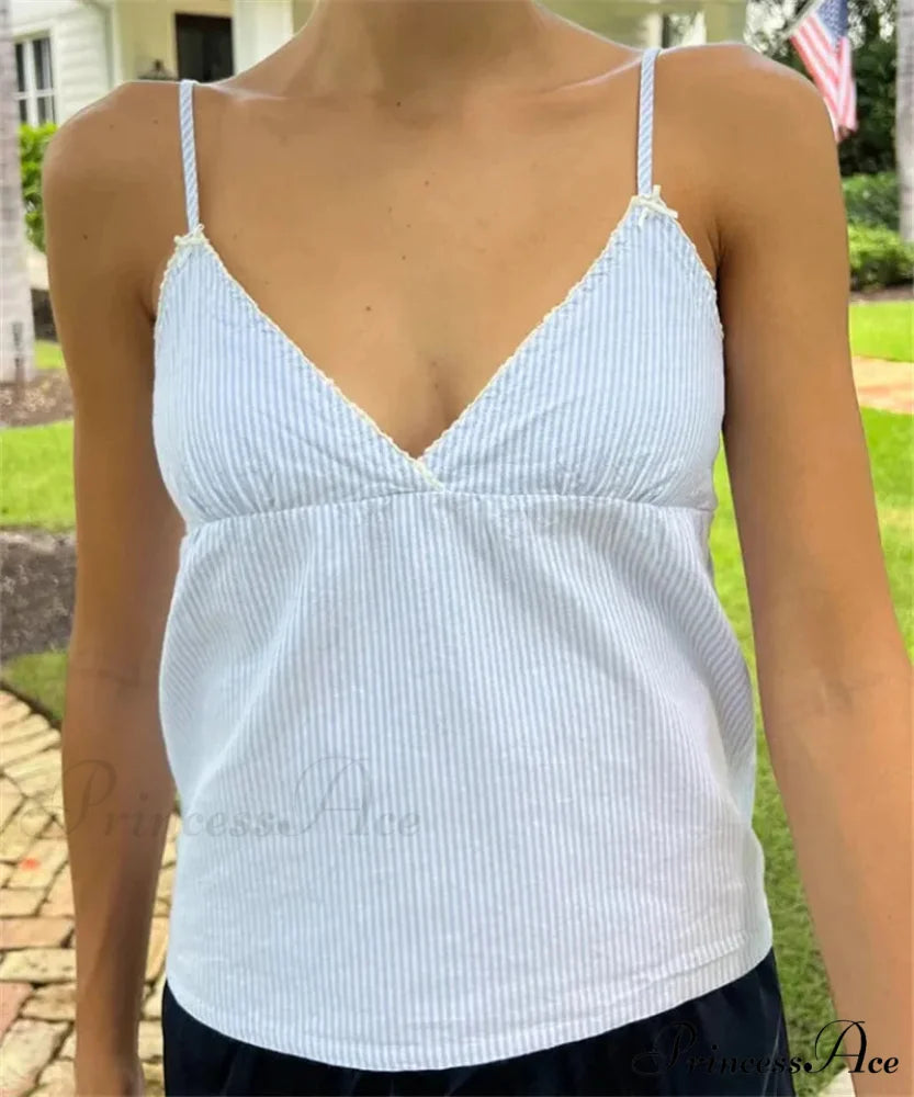 Ruffled Thin Strap Midriff Top white 1 / S croptop-250223