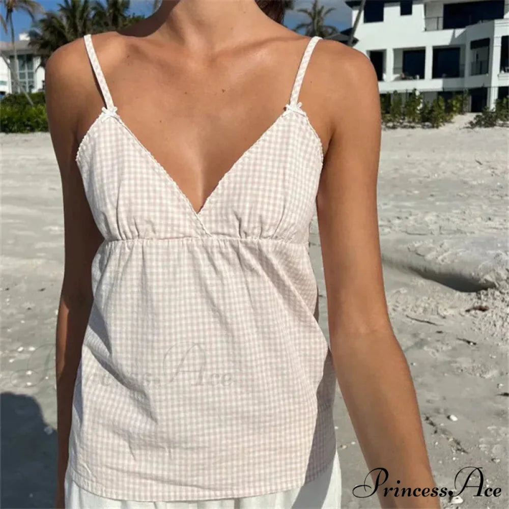 Ruffled Thin Strap Midriff Top white 2 / S croptop-250223