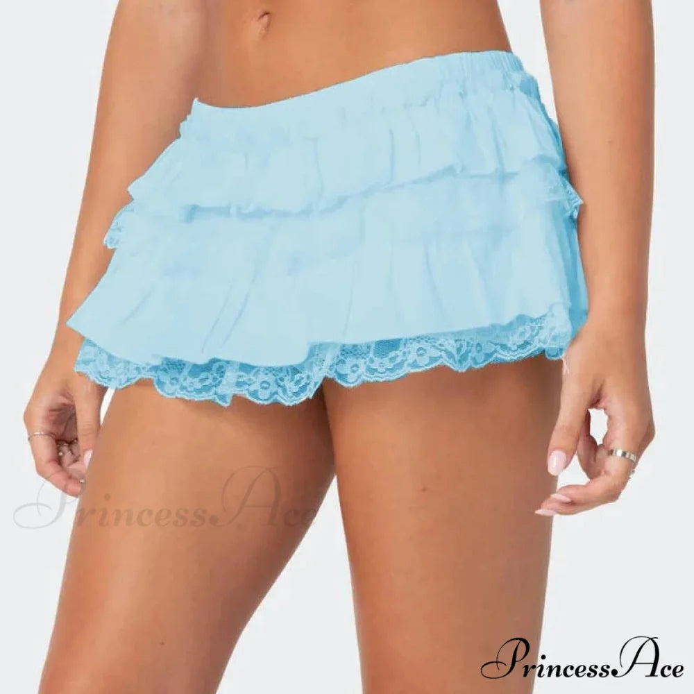 Ruffled Tiered Frilly Bloomer Skirt Blue / S skirts-250223