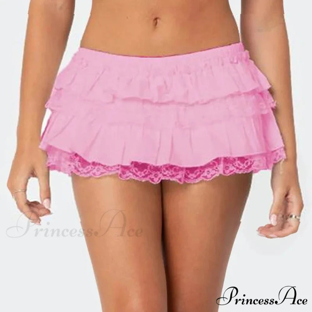 Ruffled Tiered Frilly Bloomer Skirt Pink / S skirts-250223