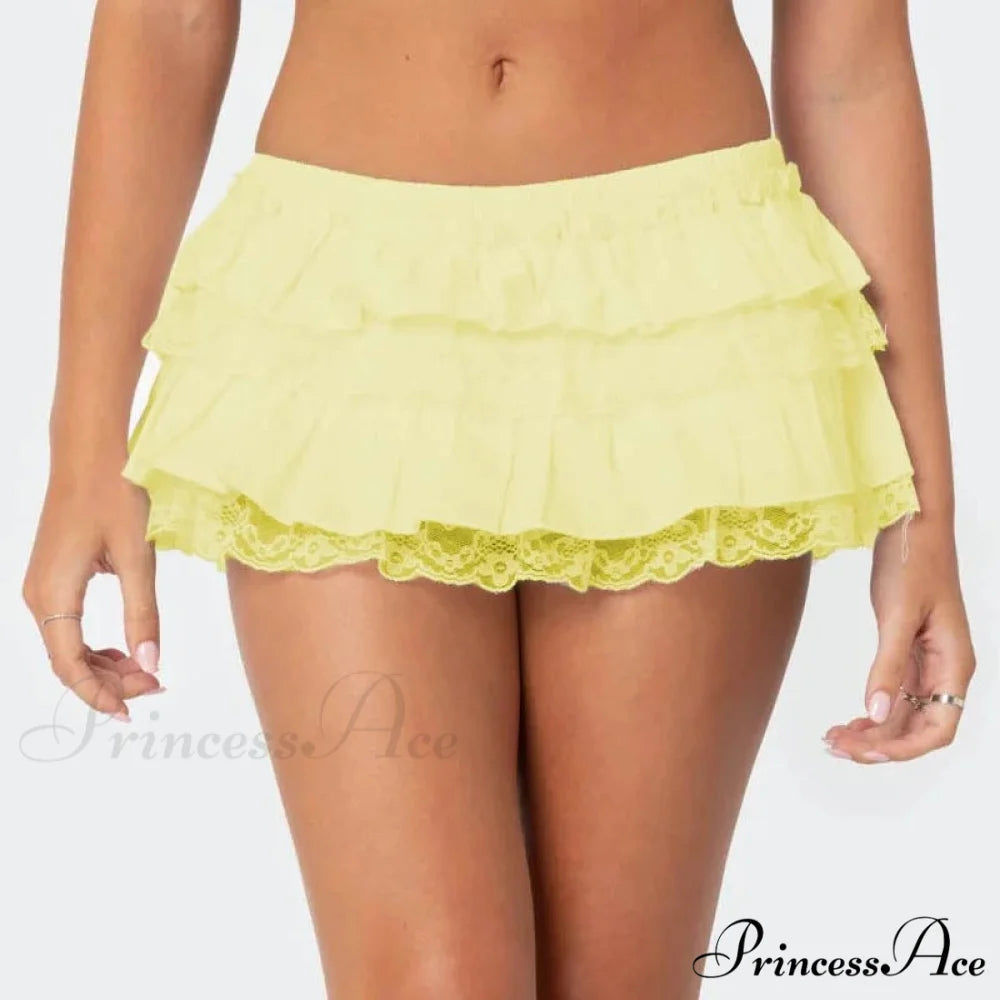 Ruffled Tiered Frilly Bloomer Skirt Yellow / S skirts-250223
