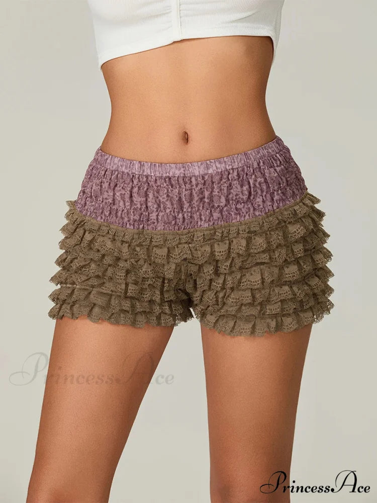 Ruffled Tiered Patchwork Short short-250223