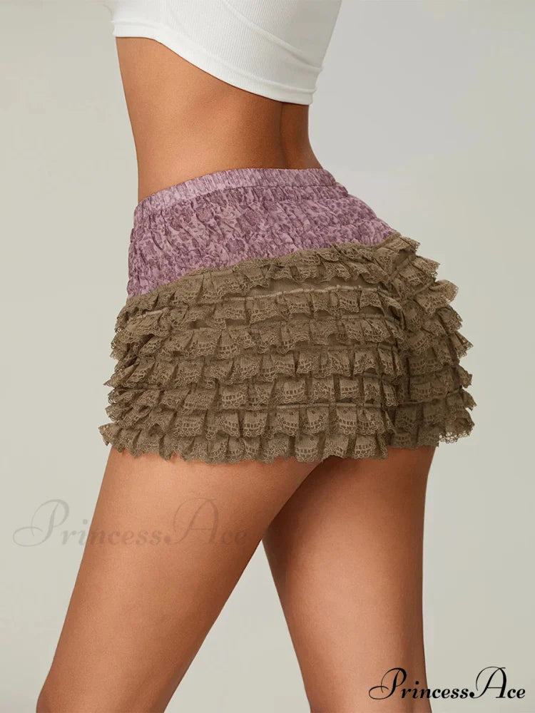 Ruffled Tiered Patchwork Short short-250223