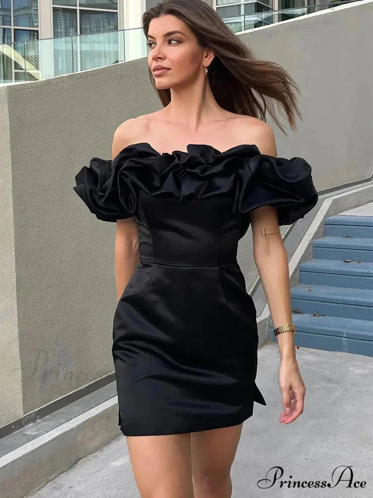 Ruffles Off-shoulder Stylish Bodycon Mini Dress