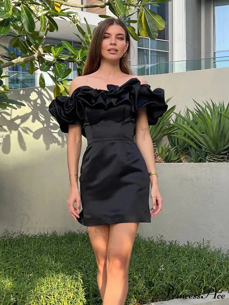 Ruffles Off-shoulder Stylish Bodycon Mini Dress