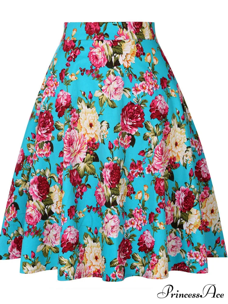 Runway Vintage Rockabilly Midi Skirt blue 2 / S