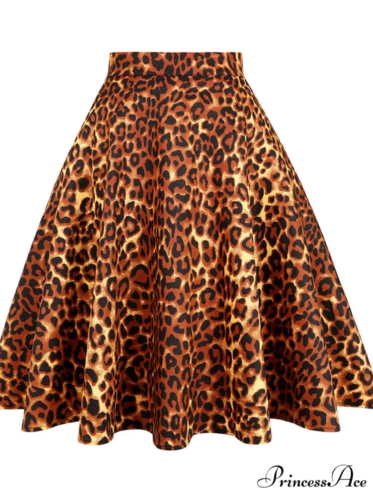 Runway Vintage Rockabilly Midi Skirt brown / S