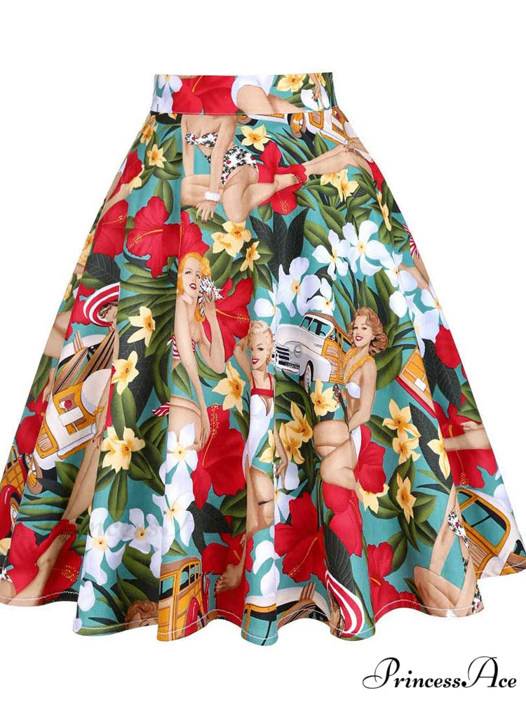 Runway Vintage Rockabilly Midi Skirt colorful 1 / S