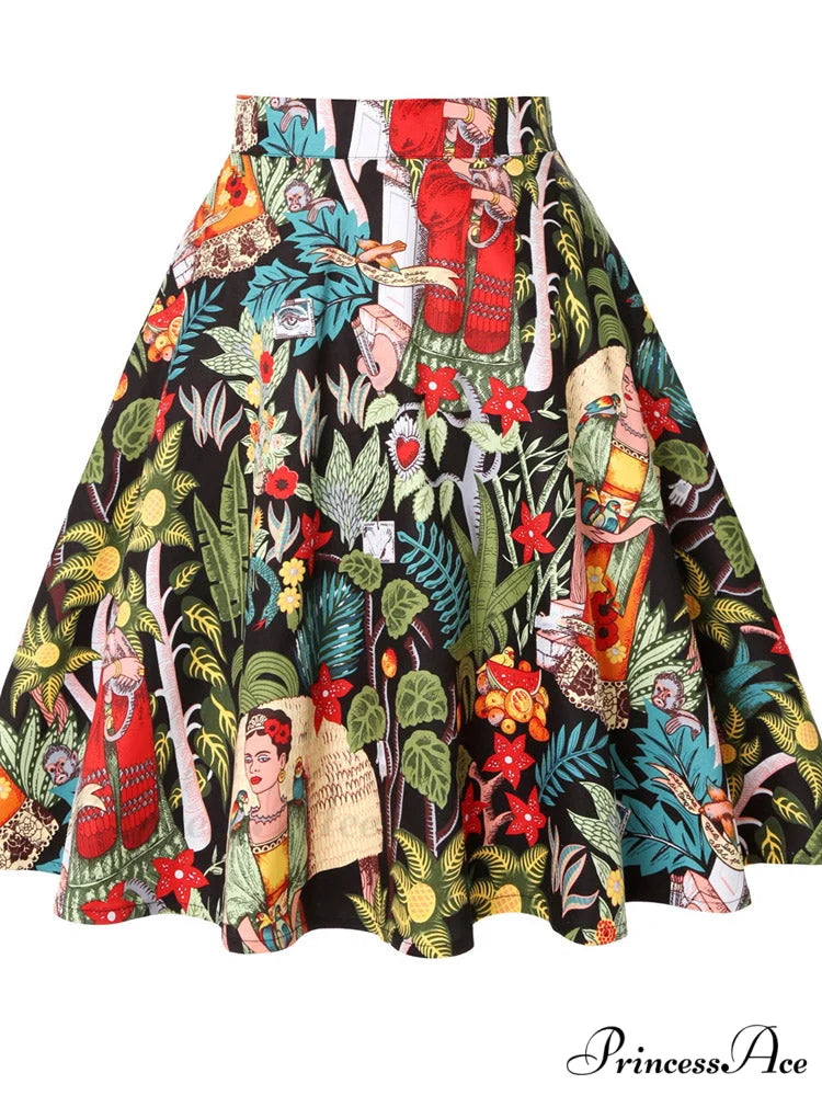 Runway Vintage Rockabilly Midi Skirt colorful 2 / S