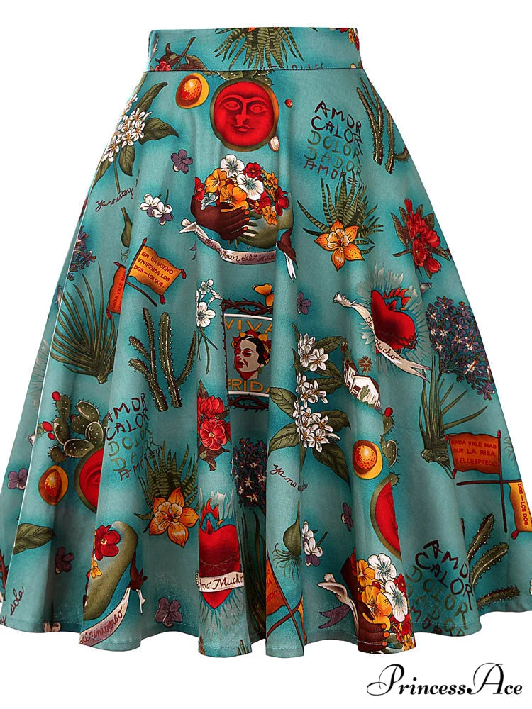 Runway Vintage Rockabilly Midi Skirt dark green / S