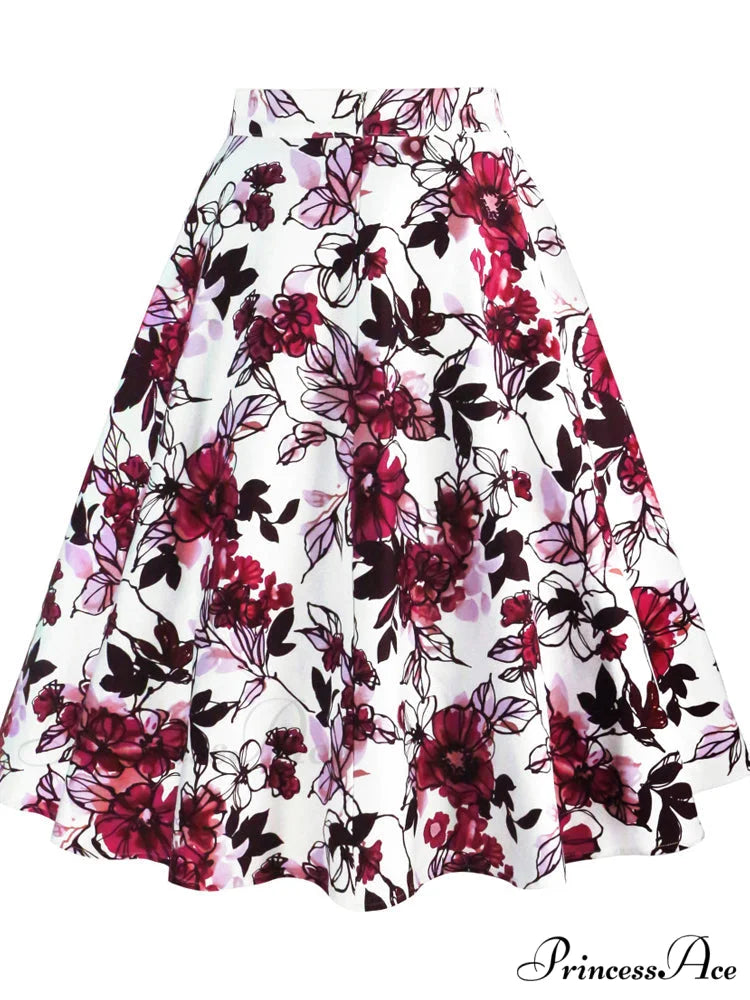 Runway Vintage Rockabilly Midi Skirt purple / S