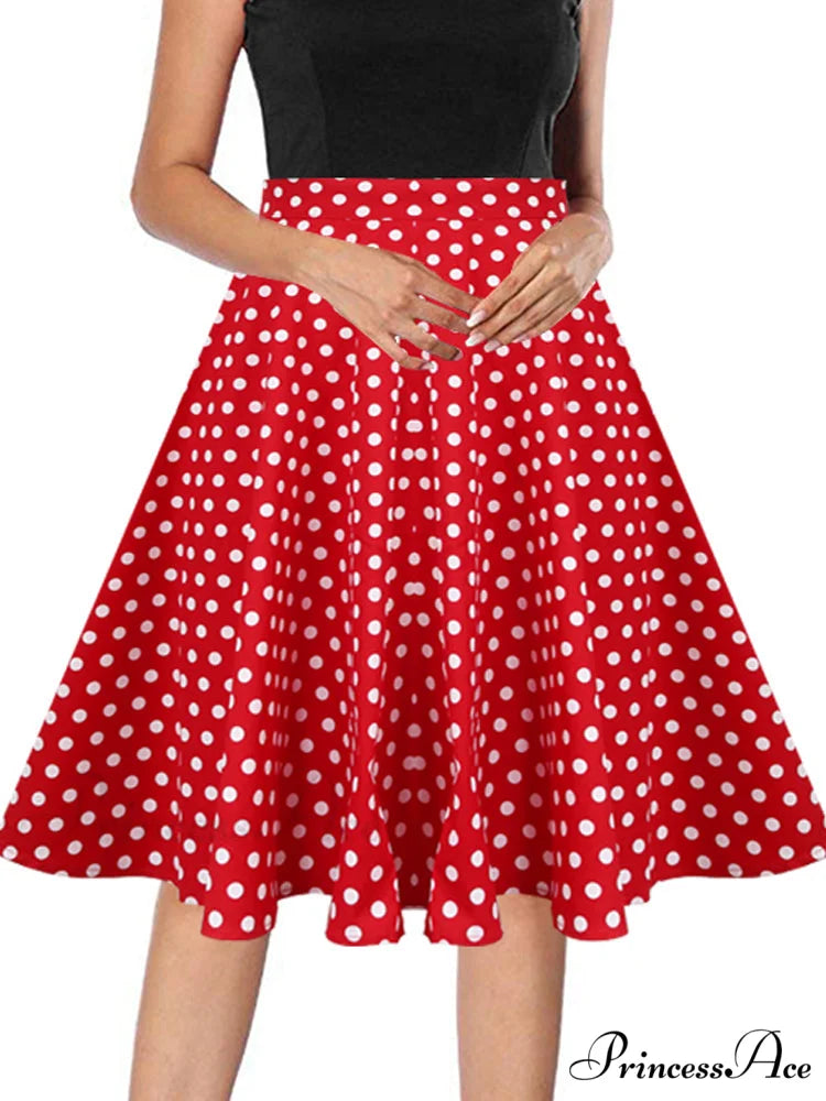 Runway Vintage Rockabilly Midi Skirt red / S
