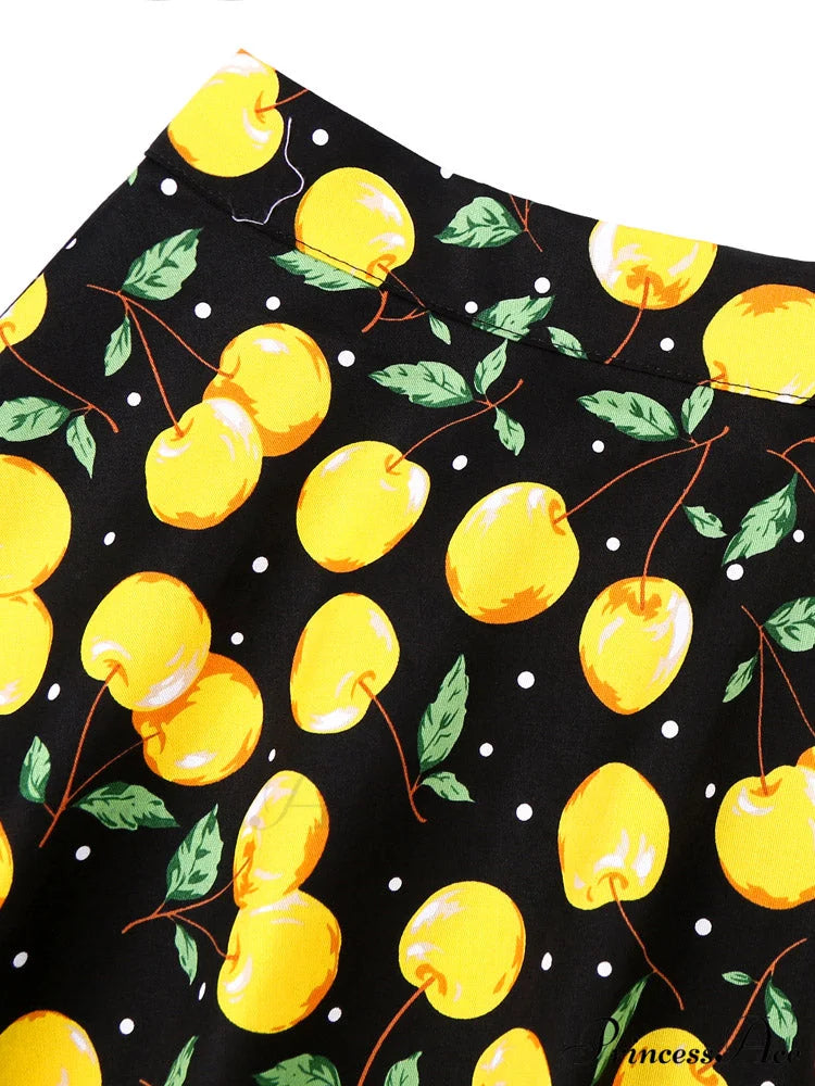 Runway Vintage Rockabilly Midi Skirt yellow plaid / S