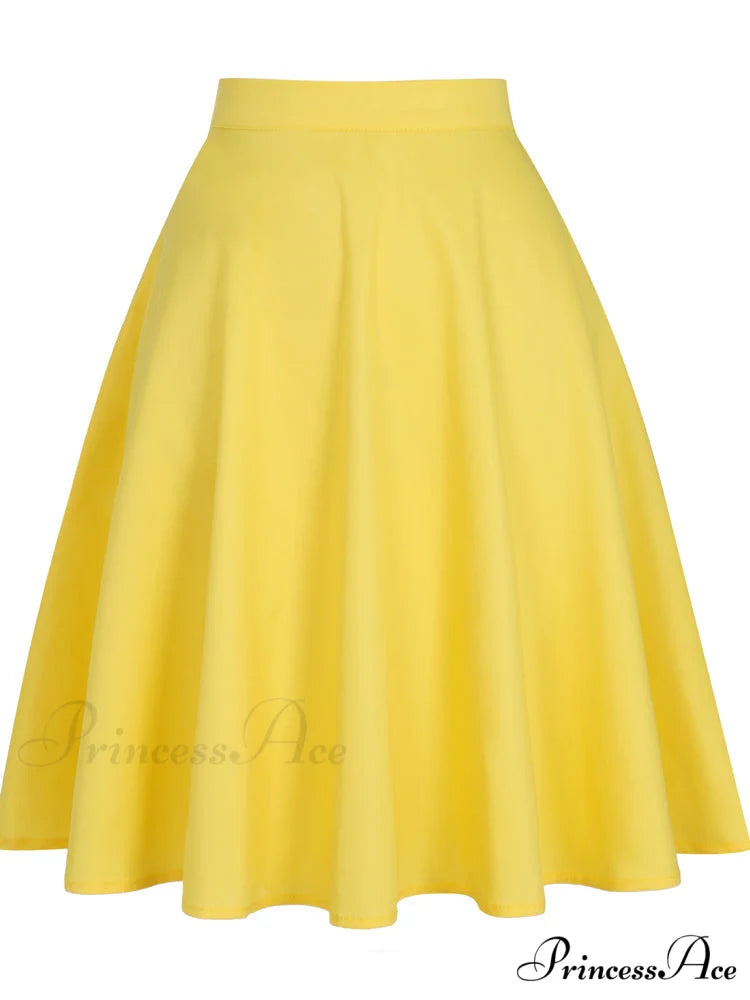 Runway Vintage Rockabilly Midi Skirt yellow / S