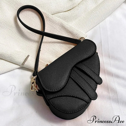 Saddle Courier Leather Crossbody Shoulder Purse Black handbag-250126