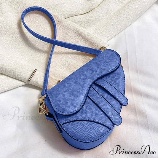 Saddle Courier Leather Crossbody Shoulder Purse Blue handbag-250126