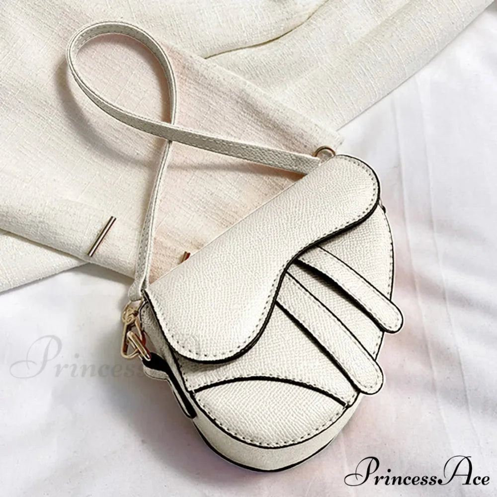 Saddle Courier Leather Crossbody Shoulder Purse White handbag-250126