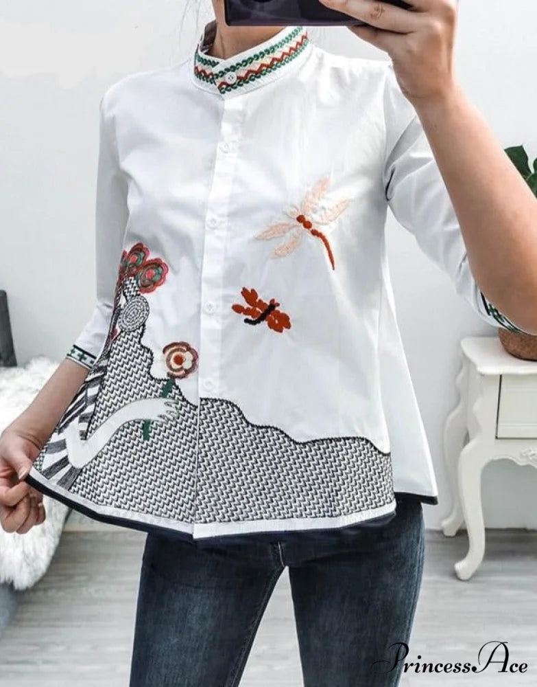 Sana Embroidered Shirt White Ukrainian / S