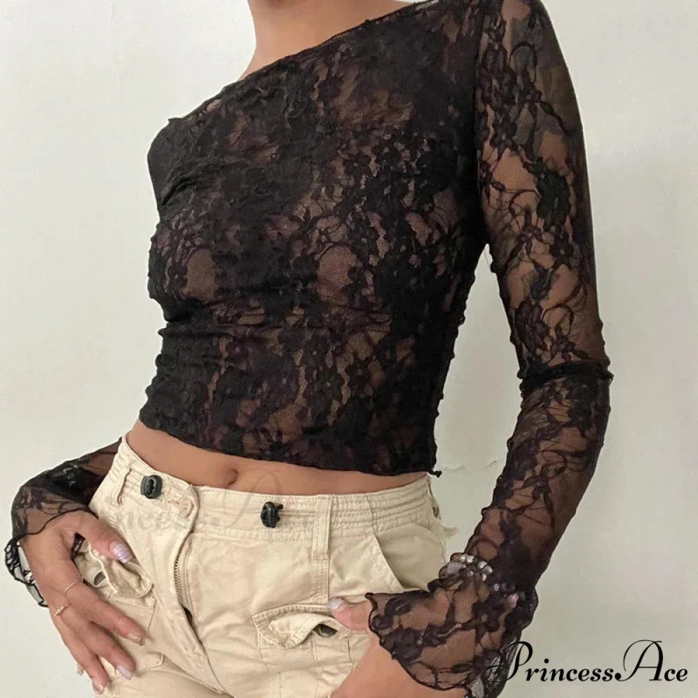 SANI Elegant LACE BLOUSE Black / S