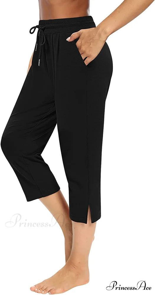 Sarin Mathews Womens Loose Capri Yoga Pants 1-black / X-Large