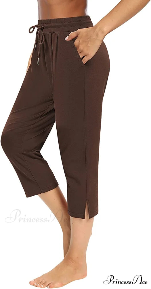 Sarin Mathews Womens Loose Capri Yoga Pants 11-chocolate / X-Large