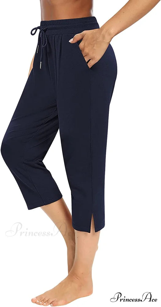 Sarin Mathews Womens Loose Capri Yoga Pants 2-navy / X-Large