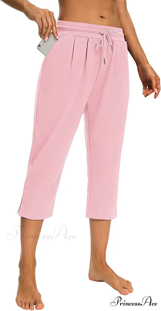 Sarin Mathews Womens Loose Capri Yoga Pants 3-pink / X-Large