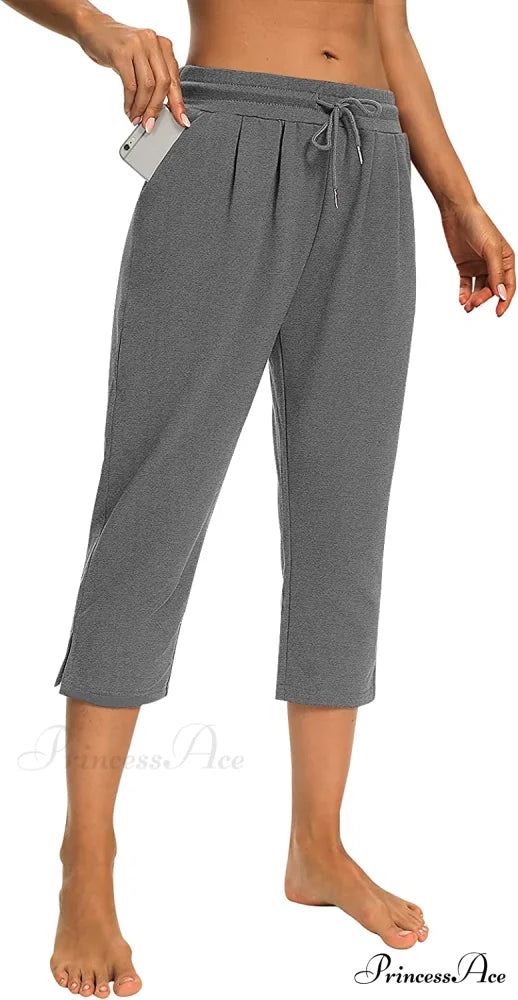 Sarin Mathews Womens Loose Capri Yoga Pants 4-deepgrey / X-Large