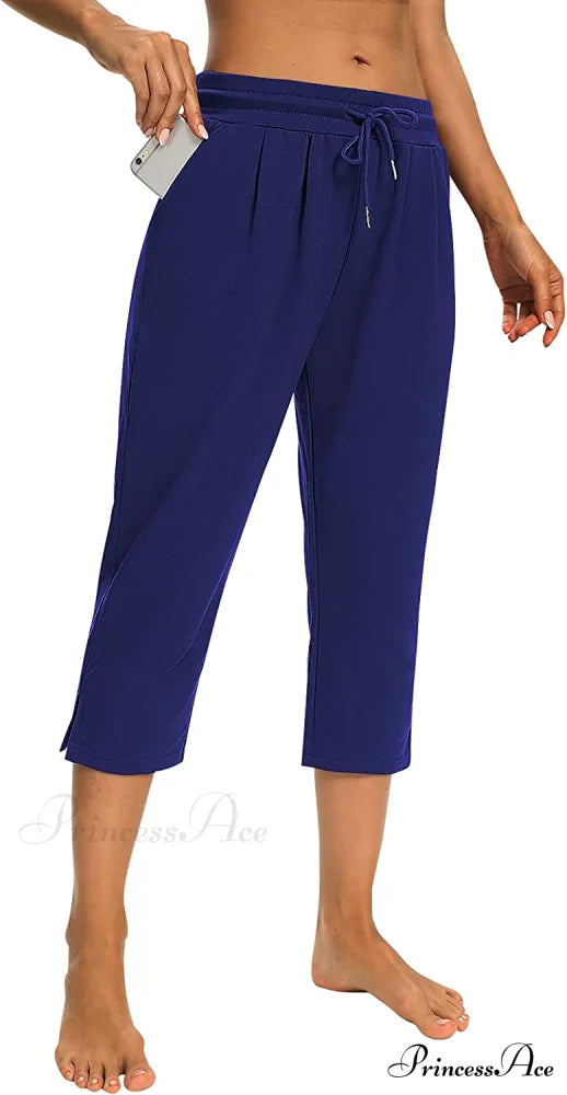 Sarin Mathews Womens Loose Capri Yoga Pants 6-royalblue / X-Large