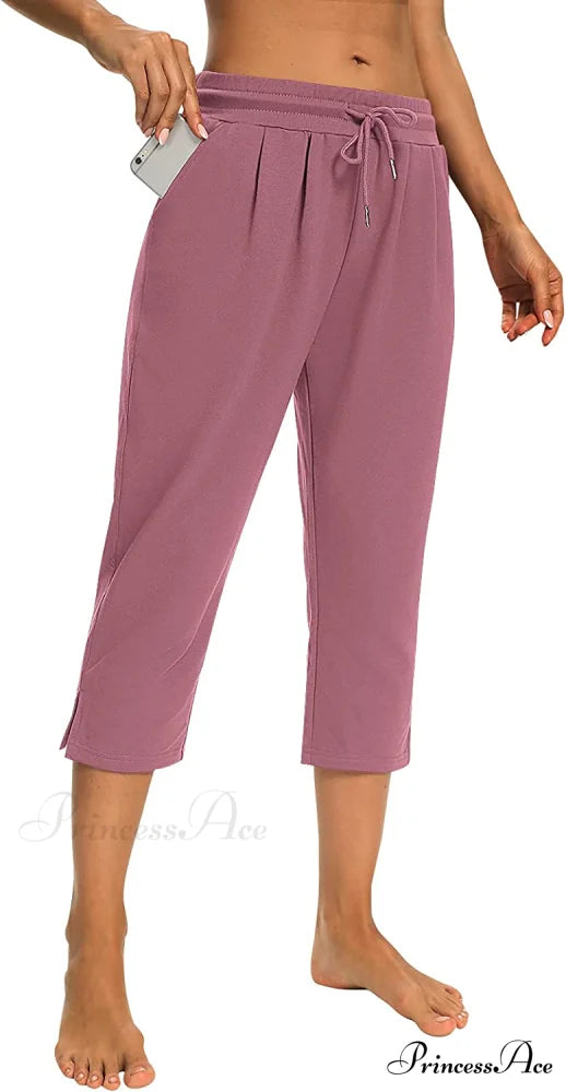 Sarin Mathews Womens Loose Capri Yoga Pants 7-cameo / X-Large